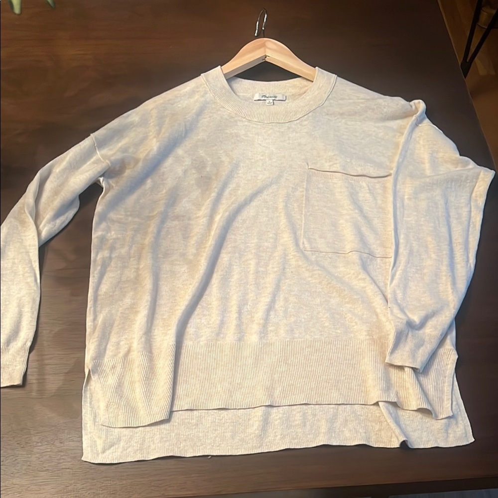 Cream Long Sleeve Top with Pocket